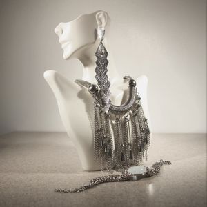 Silver Bracelet, Necklace, Earrings Set